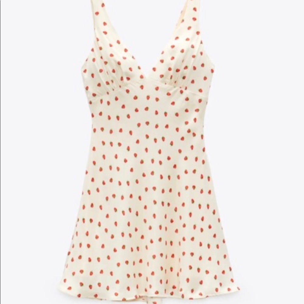 Zara strawberry print mini dress